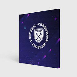 Холст квадратный Символ West Ham и круглая надпись Football Legends, цвет: 3D-принт