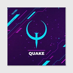 Холст квадратный Символ Quake в неоновых цветах на темном фоне, цвет: 3D-принт — фото 2