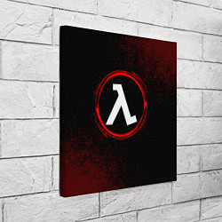 Холст квадратный Символ Half-Life и краска вокруг на темном фоне, цвет: 3D-принт — фото 2