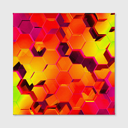 Холст квадратный НЕОНОВЫЕ ГРАДИЕНТНЫЕ 3D гексаэдры, цвет: 3D-принт — фото 2