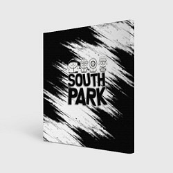 Холст квадратный Южный парк - персонажи и логотип South Park, цвет: 3D-принт