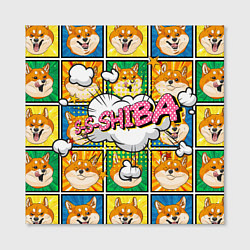 Холст квадратный Pop art shiba inu, цвет: 3D-принт — фото 2