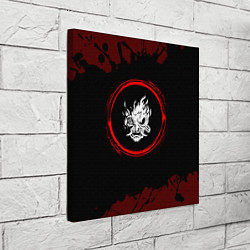 Холст квадратный Символ Cyberpunk 2077 и краска вокруг на темном фо, цвет: 3D-принт — фото 2