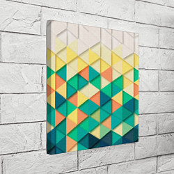 Холст квадратный Цветные объемные треугольники, цвет: 3D-принт — фото 2