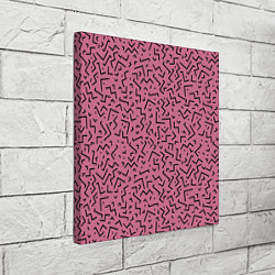 Холст квадратный Минималистический паттерн на розовом фоне, цвет: 3D-принт — фото 2