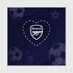 Холст квадратный Лого Arsenal в сердечке на фоне мячей, цвет: 3D-принт — фото 2