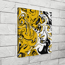 Холст квадратный Черно-желтые разводы, цвет: 3D-принт — фото 2