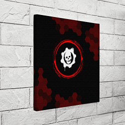Холст квадратный Символ Gears of War и краска вокруг на темном фоне, цвет: 3D-принт — фото 2