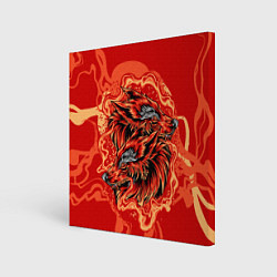 Холст квадратный Огненные лисы, цвет: 3D-принт