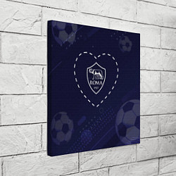 Холст квадратный Лого Roma в сердечке на фоне мячей, цвет: 3D-принт — фото 2