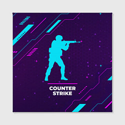 Холст квадратный Символ Counter Strike в неоновых цветах на темном, цвет: 3D-принт — фото 2