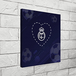 Холст квадратный Лого Real Madrid в сердечке на фоне мячей, цвет: 3D-принт — фото 2