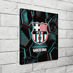 Холст квадратный Barcelona FC в стиле Glitch на темном фоне, цвет: 3D-принт — фото 2