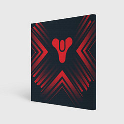 Холст квадратный Красный Символ Destiny на темном фоне со стрелками, цвет: 3D-принт
