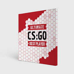 Холст квадратный CS:GO: красные таблички Best Player и Ultimate, цвет: 3D-принт