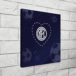 Холст квадратный Лого Inter в сердечке на фоне мячей, цвет: 3D-принт — фото 2