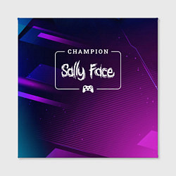 Холст квадратный Sally Face Gaming Champion: рамка с лого и джойсти, цвет: 3D-принт — фото 2