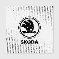 Холст квадратный Skoda с потертостями на светлом фоне, цвет: 3D-принт — фото 2