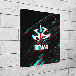 Холст квадратный Hitman в стиле Glitch и Баги Графики на темном фон, цвет: 3D-принт — фото 2