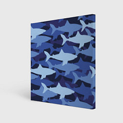 Холст квадратный Акулий камуфляж - паттерн, цвет: 3D-принт