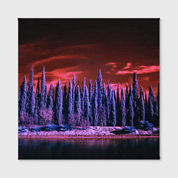 Холст квадратный Абстрактный фиолетовый лес и тёмная река, цвет: 3D-принт — фото 2