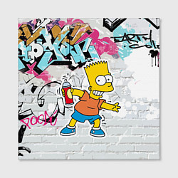 Холст квадратный Барт Симпсон на фоне стены с граффити, цвет: 3D-принт — фото 2