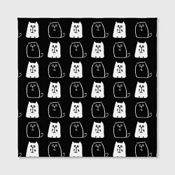 Холст квадратный Милые Чёрные и Белые Коты, цвет: 3D-принт — фото 2
