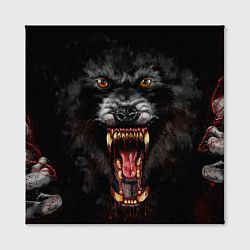 Холст квадратный Злой волк с открытой пастью, цвет: 3D-принт — фото 2