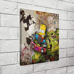Холст квадратный Скейтбордист Барт Симпсон на фоне граффити, цвет: 3D-принт — фото 2