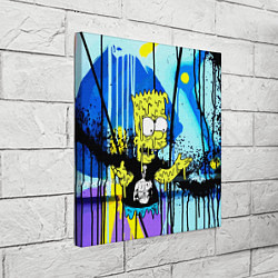 Холст квадратный Барт Симпсон на фоне стены с граффити - стилизация, цвет: 3D-принт — фото 2