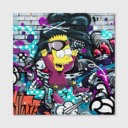 Холст квадратный Спортивный Барт Симпсон на фоне граффити, цвет: 3D-принт — фото 2