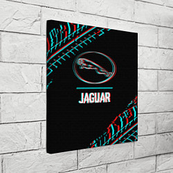 Холст квадратный Значок Jaguar в стиле glitch на темном фоне, цвет: 3D-принт — фото 2