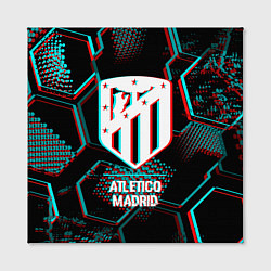 Холст квадратный Atletico Madrid FC в стиле glitch на темном фоне, цвет: 3D-принт — фото 2