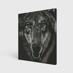 Холст квадратный Крупная морда серого волка, цвет: 3D-принт