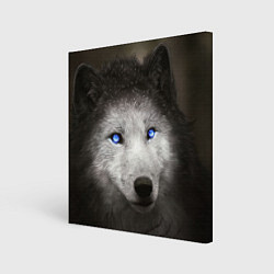 Холст квадратный Волчица с голубыми глазами, цвет: 3D-принт
