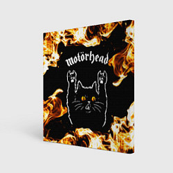 Холст квадратный Motorhead рок кот и огонь, цвет: 3D-принт
