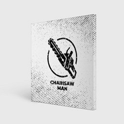 Холст квадратный Chainsaw Man с потертостями на светлом фоне, цвет: 3D-принт