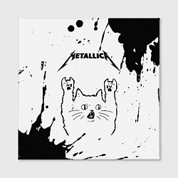 Холст квадратный Metallica рок кот на светлом фоне, цвет: 3D-принт — фото 2