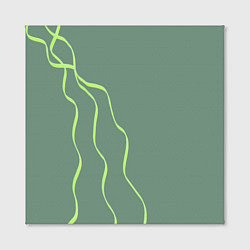 Холст квадратный Абстрактные зеленые линии на фоне цвета хаки, цвет: 3D-принт — фото 2