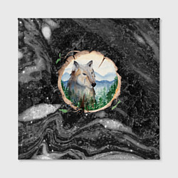 Холст квадратный Рисунок на бревне - волк, цвет: 3D-принт — фото 2