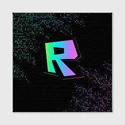 Холст квадратный Roblox logo neon, цвет: 3D-принт — фото 2