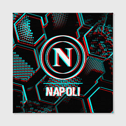 Холст квадратный Napoli FC в стиле glitch на темном фоне, цвет: 3D-принт — фото 2