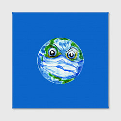 Холст квадратный Злая планета Земля в маске, цвет: 3D-принт — фото 2