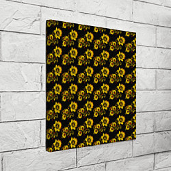 Холст квадратный Хохломская роспись цветы на чёрном фоне, цвет: 3D-принт — фото 2