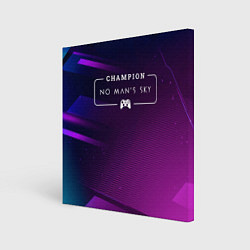 Холст квадратный No Mans Sky gaming champion: рамка с лого и джойст, цвет: 3D-принт