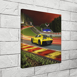 Холст квадратный Chevrolet Corvette на гоночной трассе, цвет: 3D-принт — фото 2
