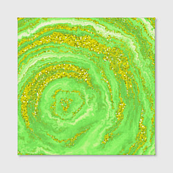 Холст квадратный Салатовая золотистая абстракция, цвет: 3D-принт — фото 2
