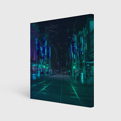 Холст квадратный Неоновая ночная улица, цвет: 3D-принт