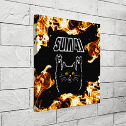 Холст квадратный Sum41 рок кот и огонь, цвет: 3D-принт — фото 2