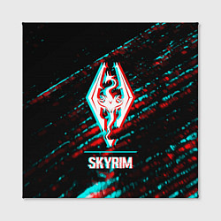 Холст квадратный Skyrim в стиле glitch и баги графики на темном фон, цвет: 3D-принт — фото 2